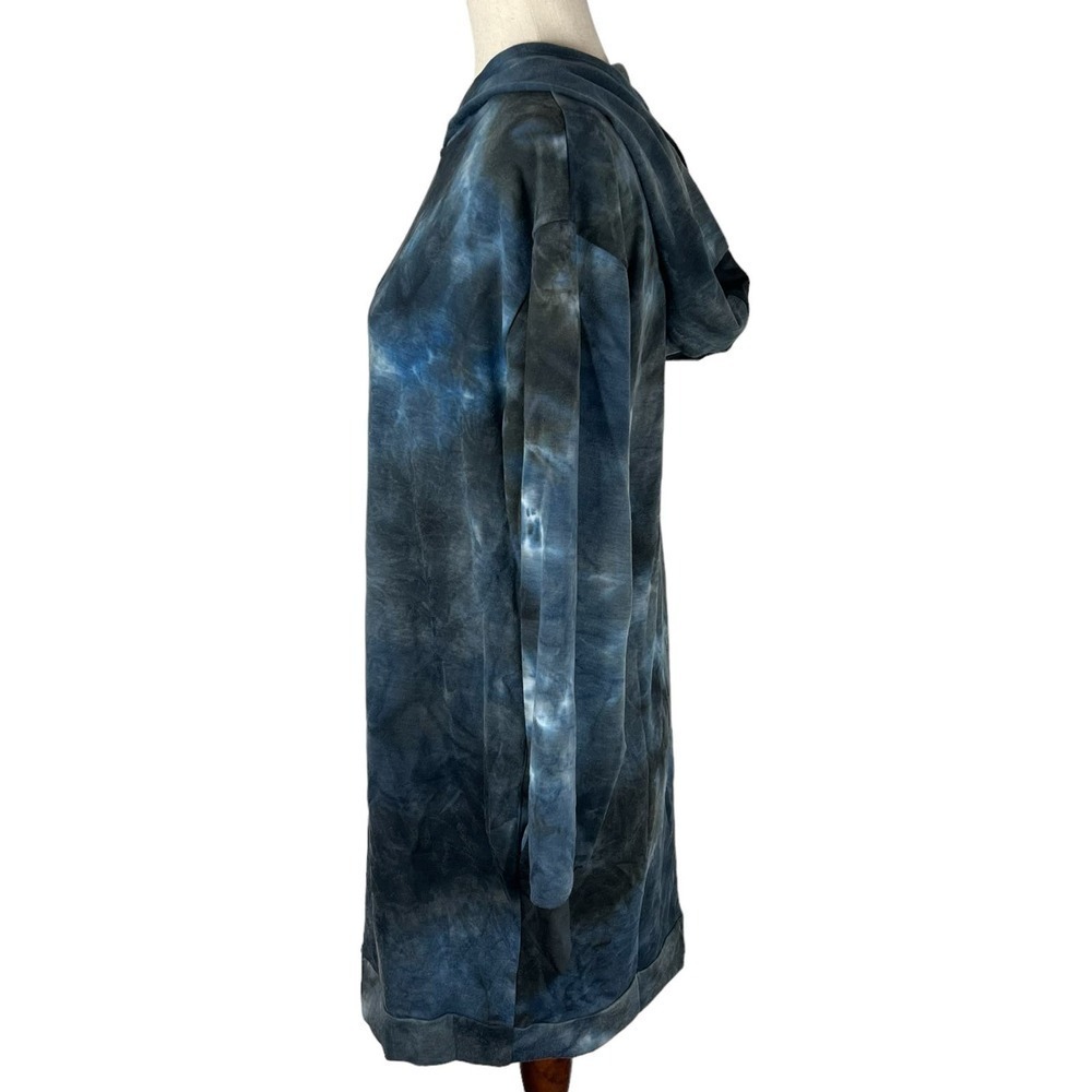 FRAICHE BY J TIE DYE LONG SLEEVE HOODIE MINI DRESS IN BLUE NWT WOMEN'S SMALL - Picture 5 of 16